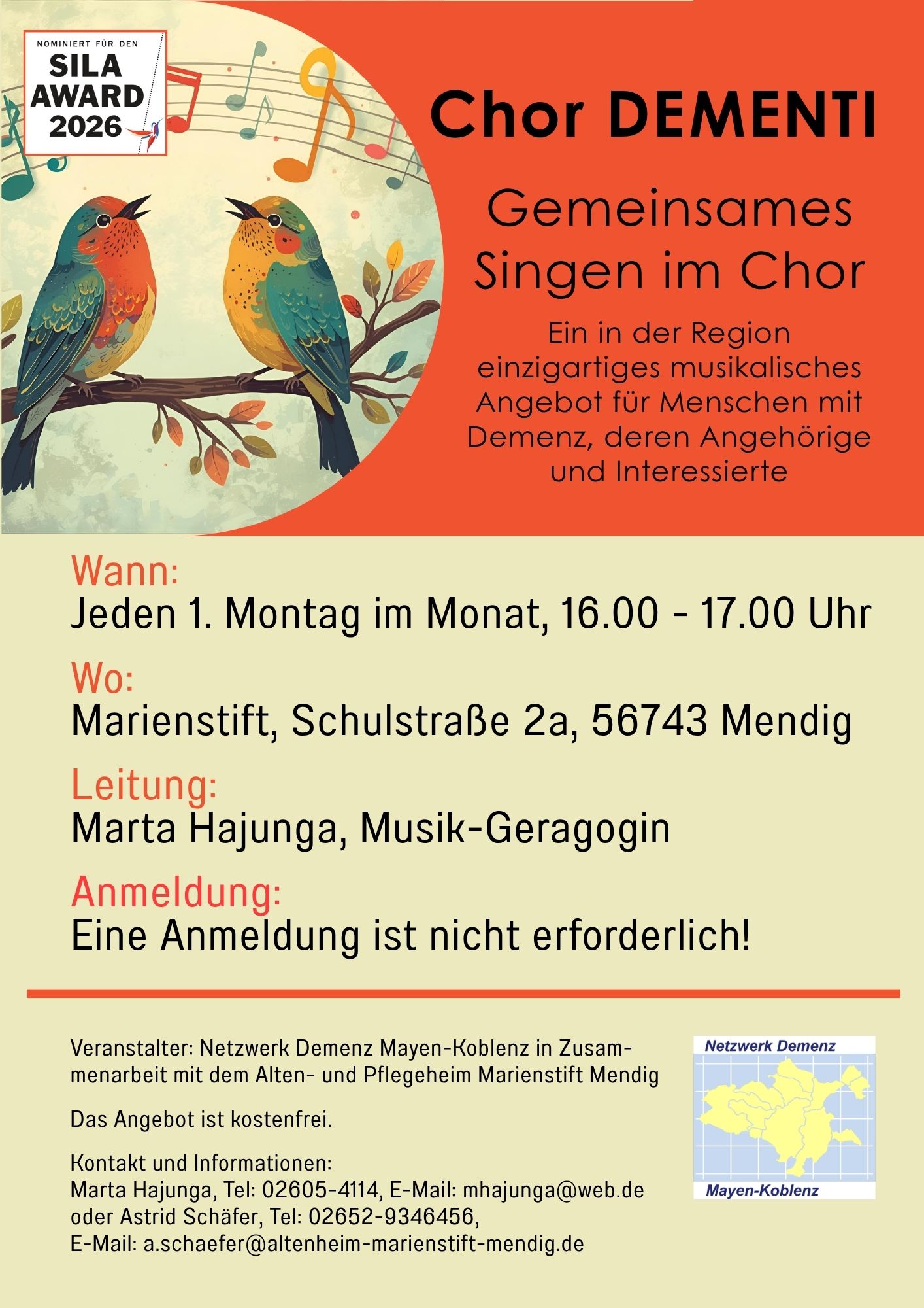 Chor Dementi Flyer Halbjahr 1 2026