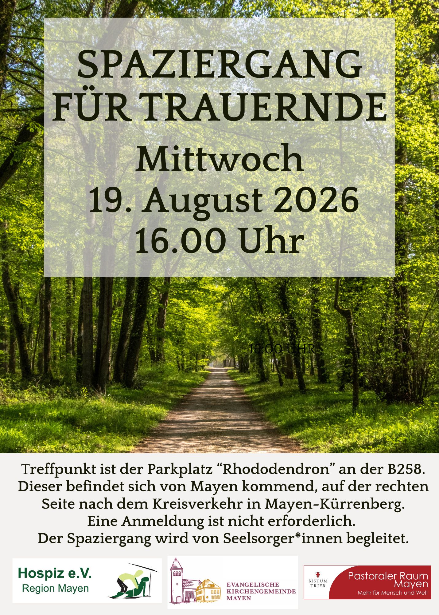 Spaziergänge f. Trauernde Einzeltermin August 2026