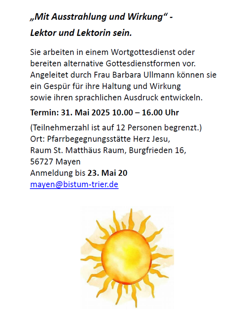 Mit Ausstrahlung und Wirkung 31.05.25