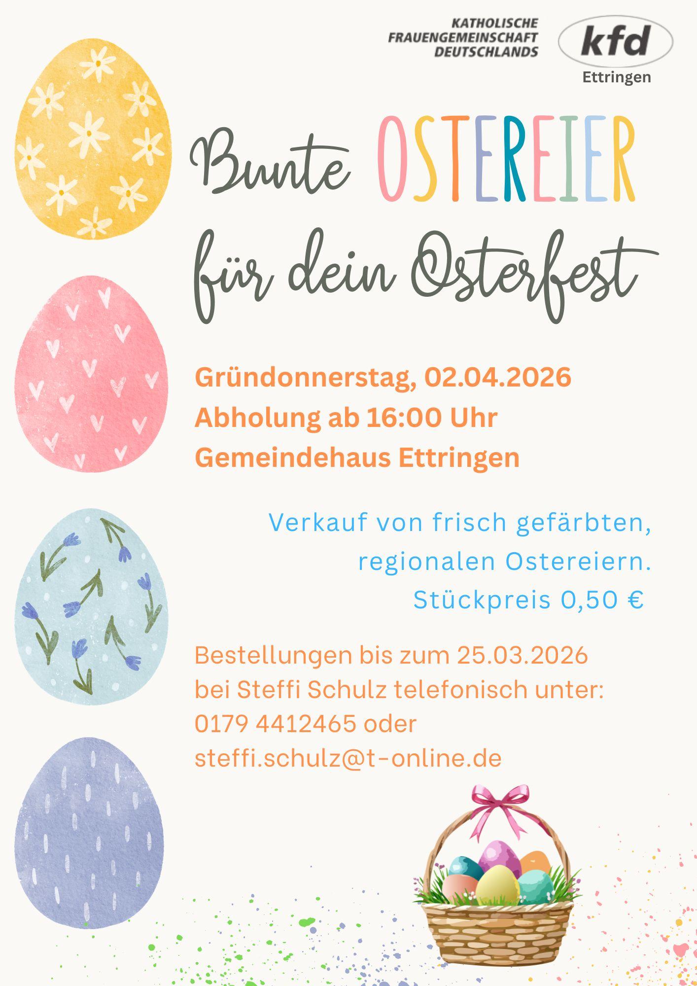 Ostereieraktion der kfd Ettringen an Gründonnerstag