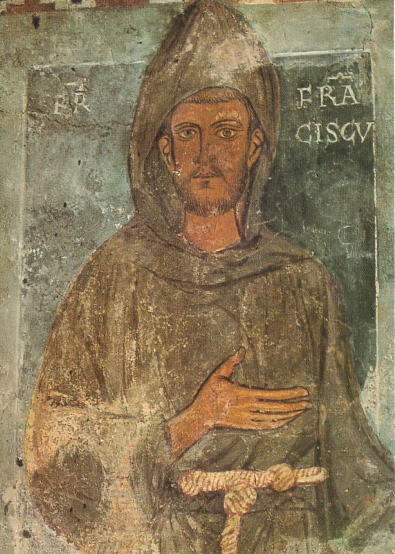 Franziskus von Assisi, Fresko im Sacro Speco (Subiaco, Italien), 13. Jahrhundert (c) AnonymUnknown author, FAL, via Wikimedia Commons Franziskus von Assisi, Fresko im Sacro Speco (Subiaco, Italien), 13. Jahrhundert