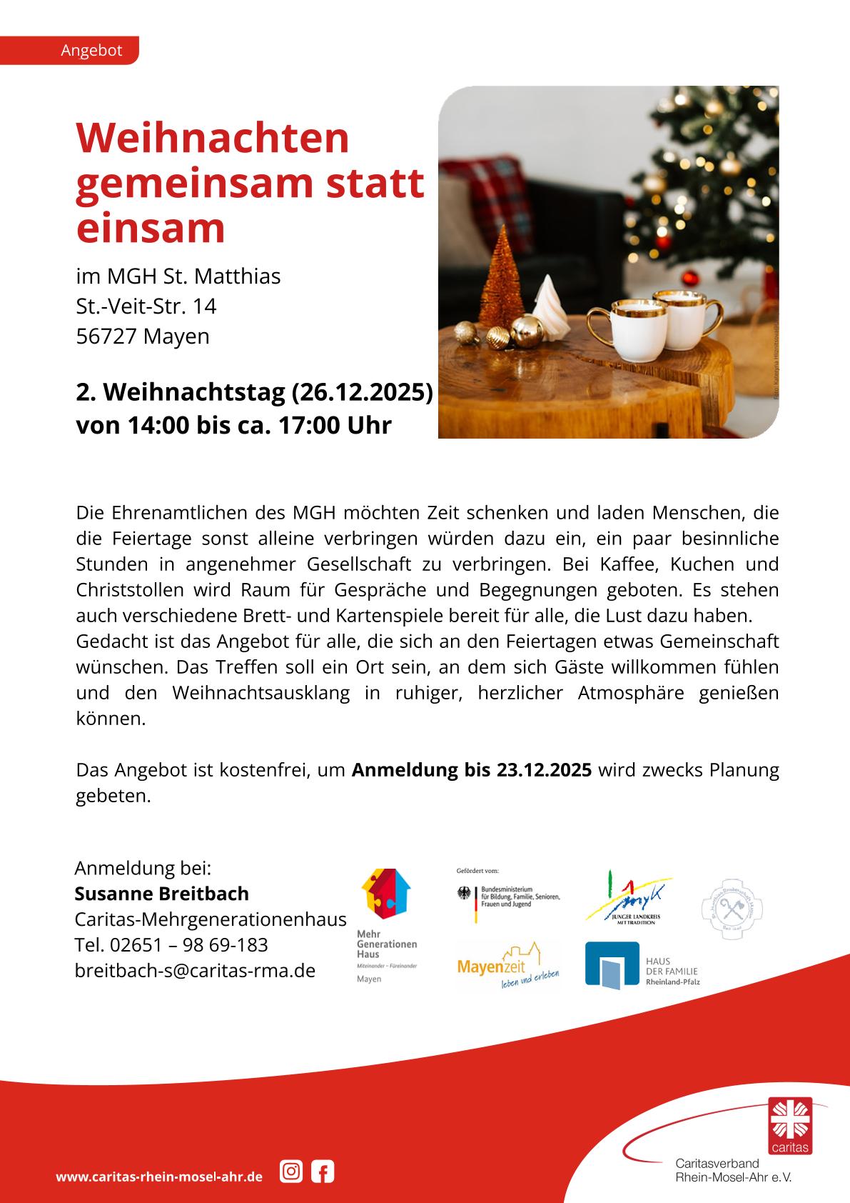 Weihnachten gemeinsam statt einsam 2025